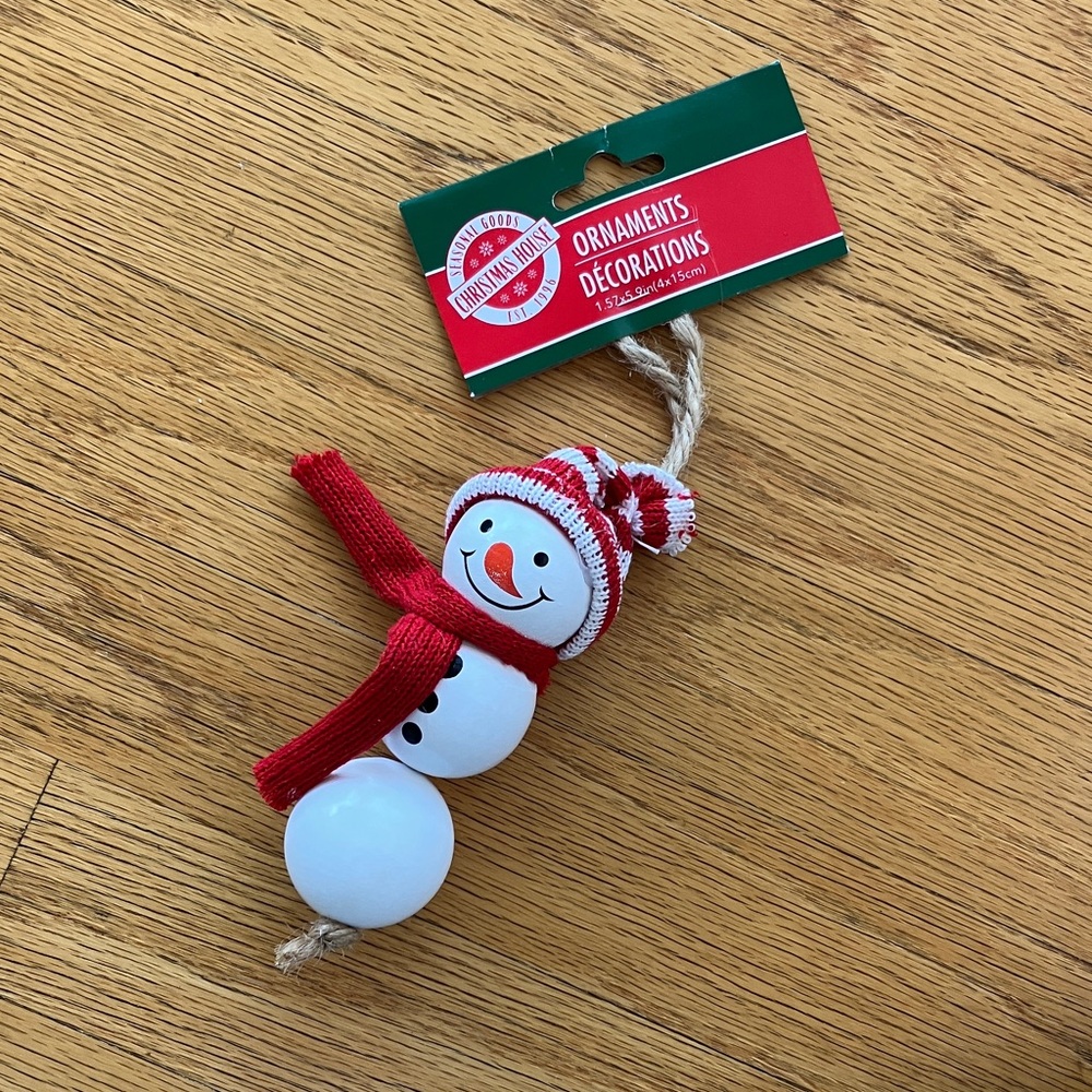 Festive Snowman Ornament with Red Scarf